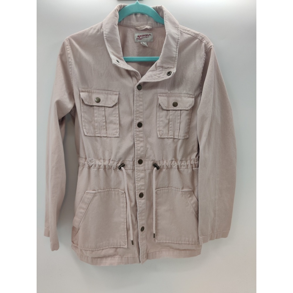Arizona Jean Co Womens Pink Cotton Utility Field Jacket Size M Drawstring Waist